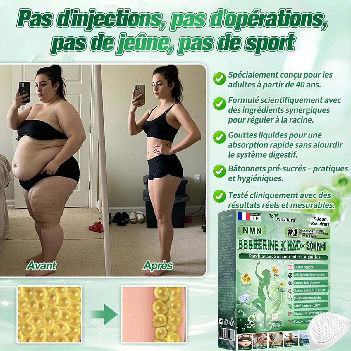 🇫🇷Pharmacie en ligne française🏥𝐏𝐮𝐫𝐞𝐥𝐨𝐫𝐚® NAD × 𝑬𝑮𝑪𝑮 20-𝒆𝒏-𝟏 𝐏𝐚𝙩𝙘𝙝 𝙈𝙞𝙘𝙧𝙤𝙣é𝙚𝒅𝒍𝒆 𝑨𝒗𝒂𝐧𝐜é 𝙉𝙖𝒏𝒐 (𝐔𝐧𝐞 𝐬𝐞𝐮𝐥𝐞 𝐟𝐨𝐢𝐬 𝐩𝐚𝐫 𝐣𝐨𝐮𝐫, 𝐜𝐡𝐚𝐧𝐠𝐞𝐦𝐞𝐧𝐭𝐬 𝐯𝐢𝐬𝐢𝐛𝐥𝐞𝐬 𝐞𝐧 𝟕 𝐣𝐨𝐮𝐫𝐬) ✅𝐏𝐨𝐮𝐫 𝐥’𝐨𝐛é𝐬𝐢𝐭é, 🅟🅔🅐🅤 🅡🅔🅛â🅒🅗é🅔,𝐝𝐢𝐚𝐛è𝐭𝐞, 𝐚𝐩𝐧é𝐞 𝐝𝐮 𝐬𝐨𝐦𝐦𝐞𝐢𝐥, 𝐩𝐫𝐨𝐛𝐥è𝐦𝐞𝐬 𝐚𝐫𝐭𝐢𝐜𝐮𝐥𝐚𝐢𝐫𝐞𝐬, 𝐞𝐭 𝐛𝐢𝐞𝐧 𝐩𝐥𝐮𝐬 - Image 3